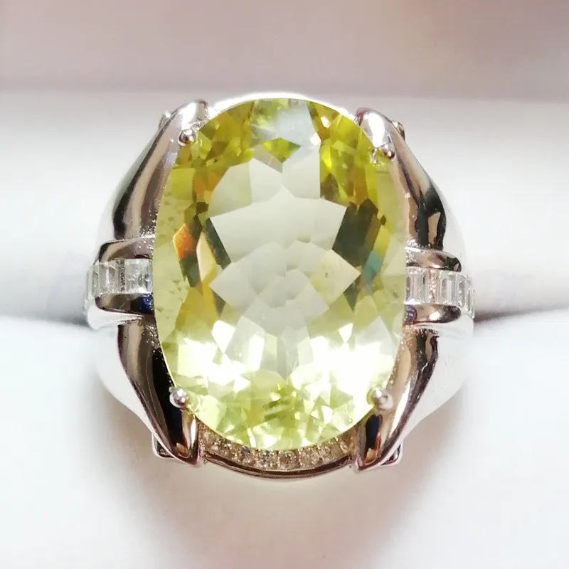 Natural Lemon Quartz 925 Sterling Silver Rings Silver Jewelry