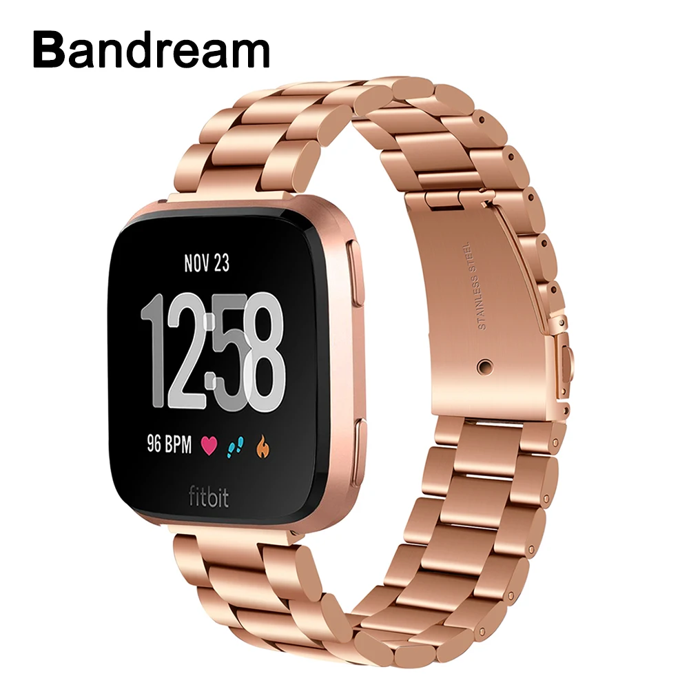 316L Stainless Steel Watchband + Link Remover for Fitbit Versa Sports W