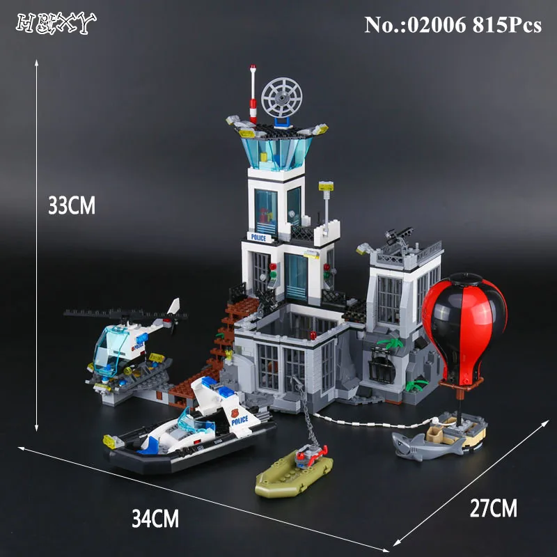 

IN STOCK H&HXY 02006 815Pcs Genuine City Series The Prison Island Set Building Blocks Bricks Educational Funny Toys Gift lepin