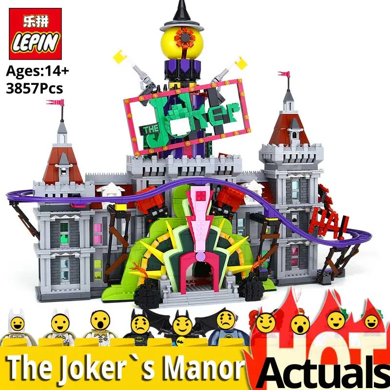 

Lepin Bat 07090 man Building Blocks Bricks The Joker`s Manor Set legoings Super Hero Series 70922 Christmas Gift boys funny Toys