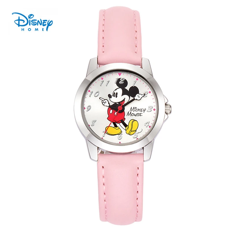 

Original Disney Kids Watch Mickey Mouse Pink Cute Children Watch Quartz Wristwatches Girls Leather Clock Women Watches MK-14058