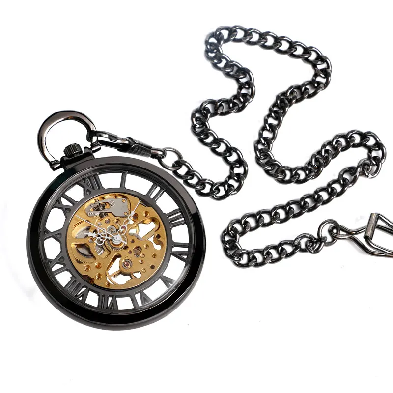 Классический открытое лицо механические часы с ручным заводом Для мужчин Для женщин Повседневное стимпанк подарок прозрачные элегантные Fob Чиан карманные часы
