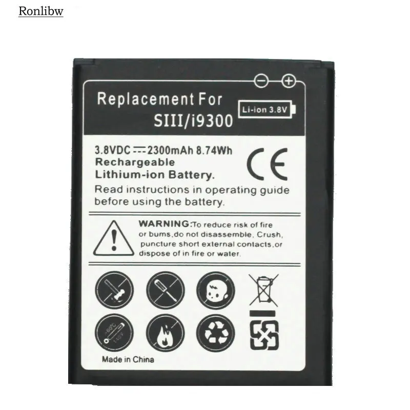 Сменный аккумулятор Ronlibw 2300 мАч черный для Samsung Galaxy S3 S 3 i9300 L710 i747 i535