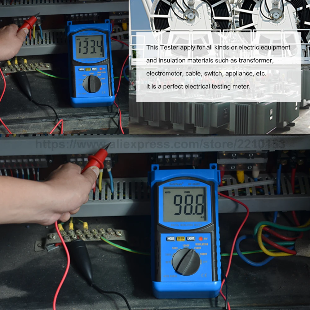 HoldPeak 6688B цифровой Мегаомметр тестер сопротивления изоляции Электрический
