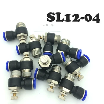 

10PCS Tube 12mm Thread G1/2 Pneumatic Throttle Valve Pneumatically Quick Connector Exhaust Valve SL12-04