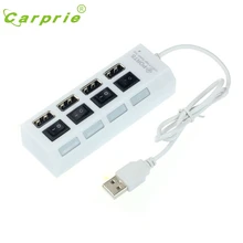 CARPRIE светодиодный концентратор, USB 2,0, 4 порта, переключатель включения/выключения питания для ПК, ноутбука, ноутбука, Jan16, MotherLander