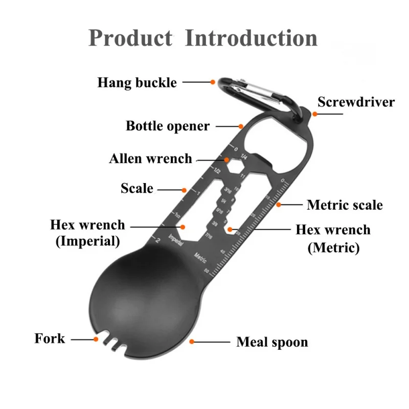 10 в 1 Мультитул Открытый инструменты из нержавеющей стали кемпинг выживания комплект EDC вилка ложка-бутылочка/открывалка гаечный ключ с карабиновая пряжка