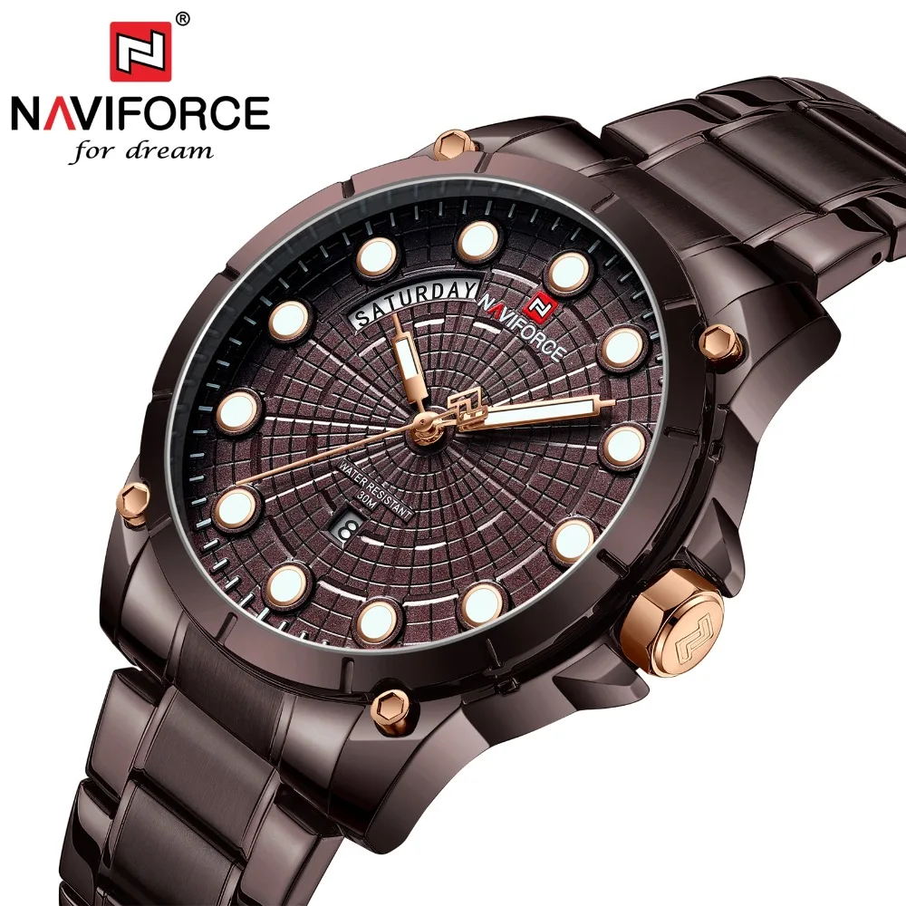 

NAVIFORCE Relojes 2019 Watch Men Luxury Stainless Steel Sport Watches for Male Quartz Wrist Watch Waterproof Relogio Masculino