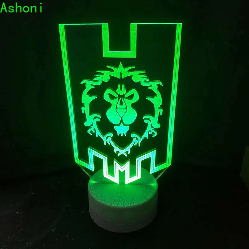 

World of Warcraft 3D Lamp The Alliance Tribal Signs Remote Control Night Light USB Decorative Table Lamp Kids Christmas Gifts