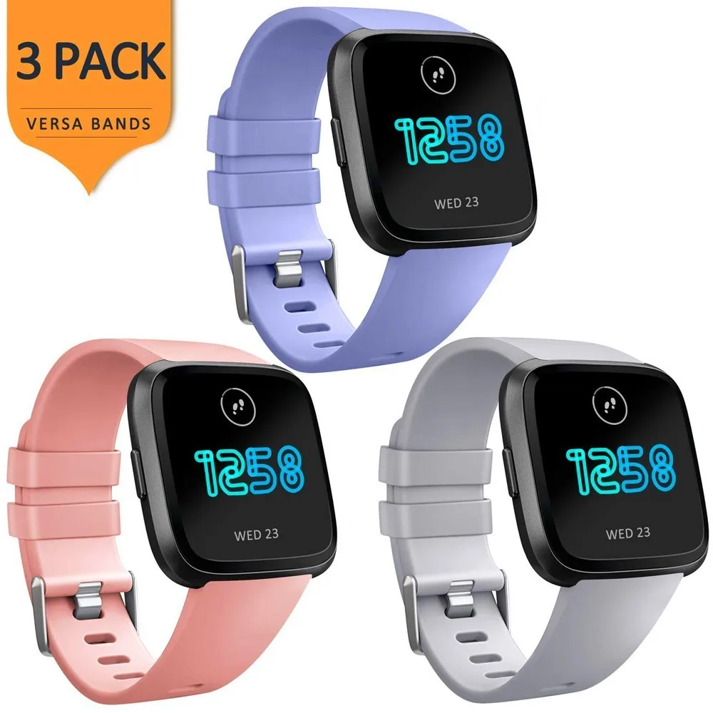 3 упаковки силиконовых браслетов Для Fitbit Versa Lite сменные спортивные Смарт часы