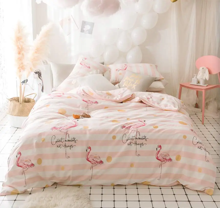 font b Cute b font flamingo bedding set teen kid girl twin full queen king