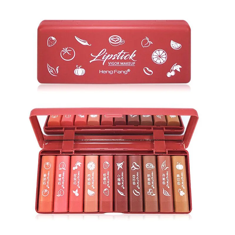 HENGFANG Brand Honey run Kiss kiss Small lipstick waterproof Lasting Lipstick 10PCS Suits HENGFANG Brand Honey run Kiss kiss Small lipstick waterproof Lasting Lipstick 10PCS Suits