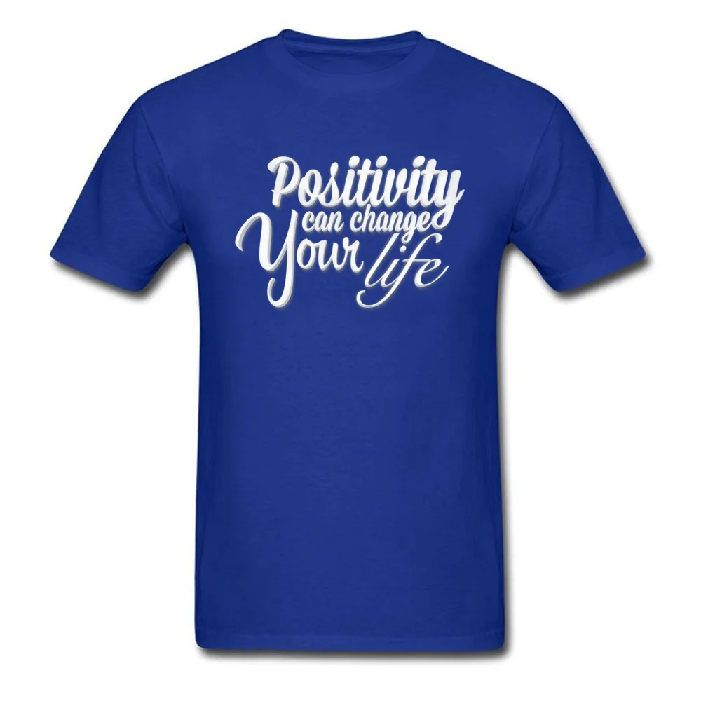 Positivity O Neck T-Shirt Summer Tops & Tees Short Sleeve Cute 100% Cotton 3D Printed T Shirt Normal Men's Top Quality Positivity blue