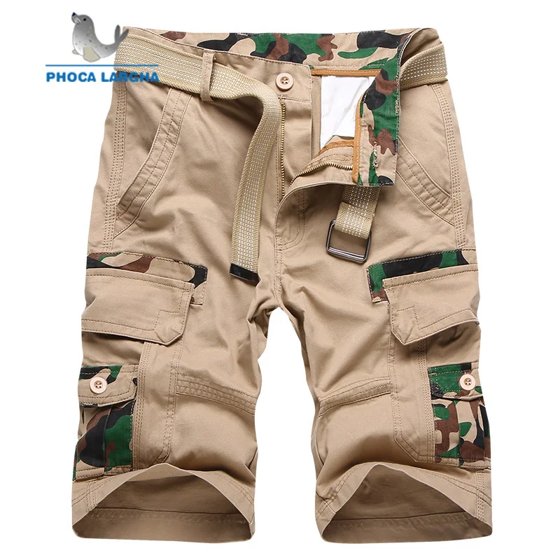 Мужские шорты Карго летние модные армейские военные тактические Homme Шорты повседневные мульти-карманные мужские камуфляжные боковые свободные брюки