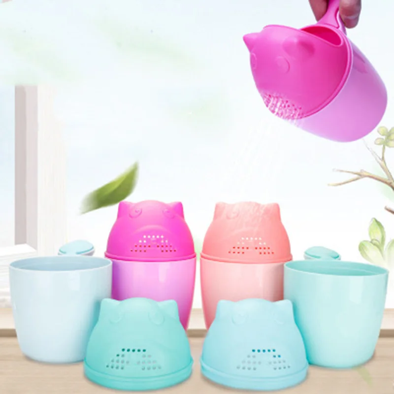 Baby Bath Caps Baby Shampoo Cup Children Bathing Bailer Baby Shower Spoons Child Washing Hair Cup Kids bath Tool for 2colors