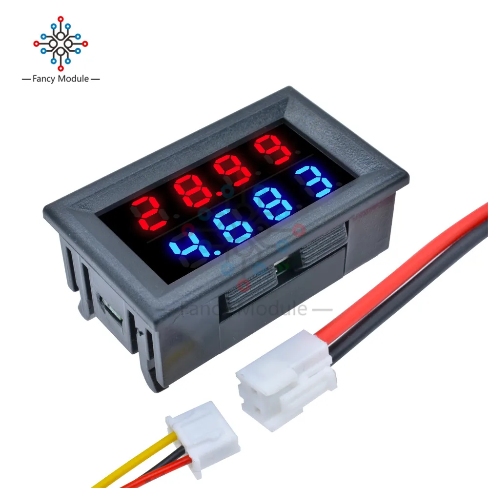 Цифровой вольтметр Амперметр DC100V/200V 10A красный синий 4 битный двойной