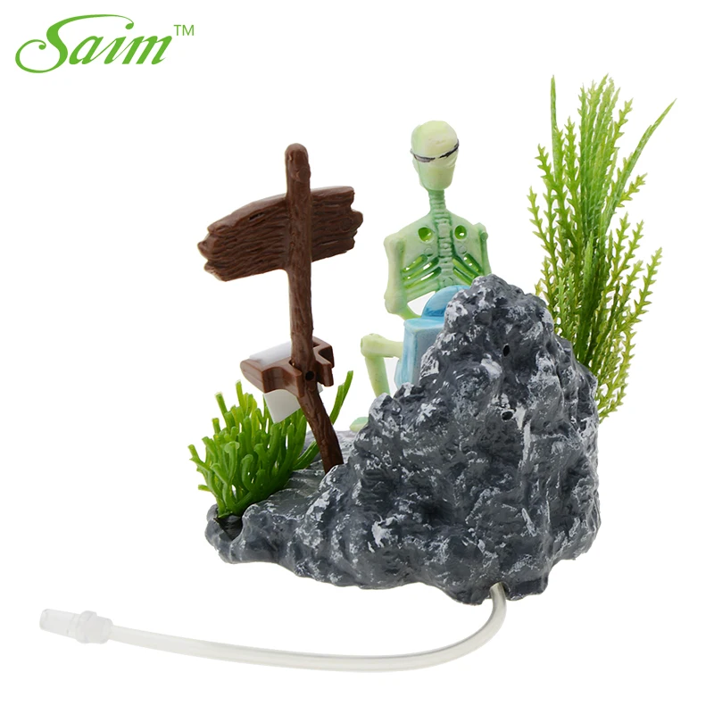 Saim New Aquarium Skeleton Fish Tank Accessories Resin Pirate Aquarium