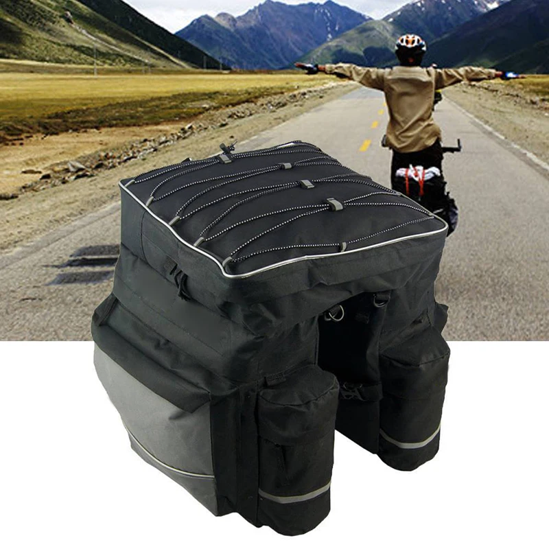 

1* Waterproof 600D MTB Bicycle Pannier Rear Seat Bag Tail Rack Storage Pouch 43L