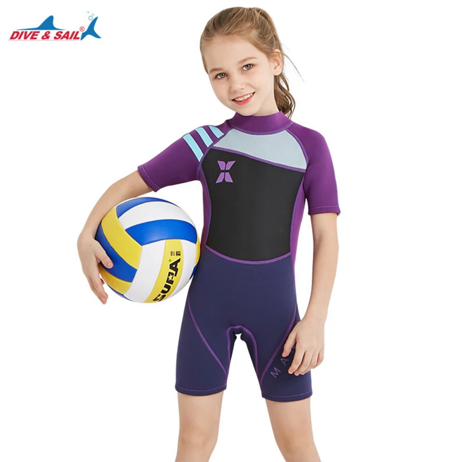 2.5mm Neoprene Wetsuit Diving Suit Boys Girls Swimsuit Short Sleeve Jumpsuits Swimwear Back Zip Surfing Snorkeling Sailing beach | Спорт и