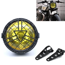 Universal motocicleta cabeza lámpara pantalla parrilla cubierta Retro Vintage soporte máscara montaje faro para Harley Cafe Racer Bobber