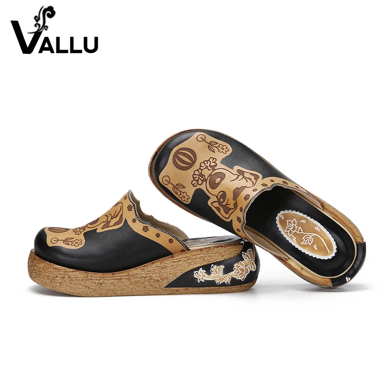 

Dog Slipper Shoes Woman 2018 New Arrival Female Slides Natural Leather Brand Closed Toe Handmade Lady Animal Platform Shoes