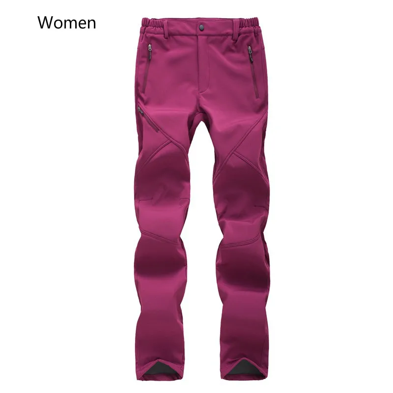 Invierno de los hombres y las mujeres al aire libre Stormtrousers de alta permeabilidad Soft-shell montañismo y de peluche pantalones Camping Trekking