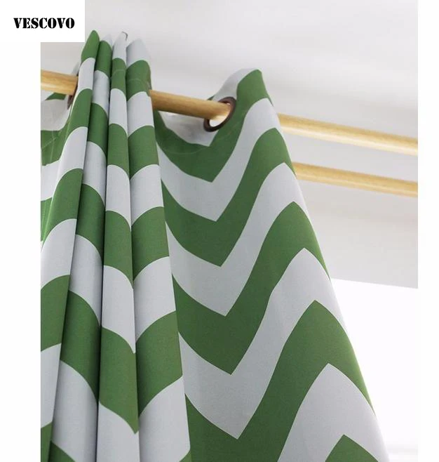 

VESCOVO Striped Green Window Curtains for Living Room Modern Blackout Curtain Blinds Kids Curtains for Children