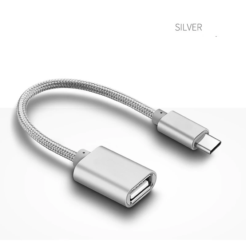 USB OTG Кабель-адаптер type C OTG провод для Samsung для HUAWEI Xiaomi LG Macbook OnePlus и т. Д. Телефонов планшетов для U диска - Цвет: Braid Silver