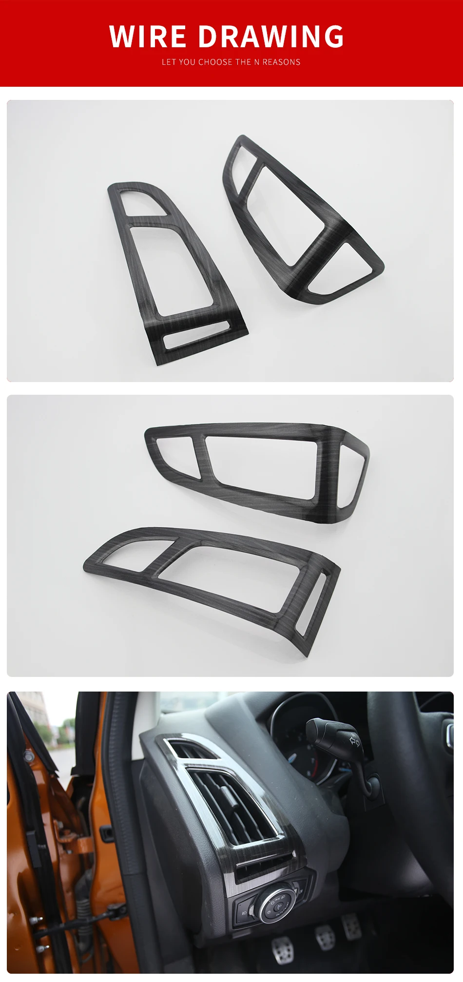Лак Fibe из ABS вентиляционное отверстие с блестками вентиляционные отверстия для кондиционера наклейка для Ford Focus 3 4 2012 2013