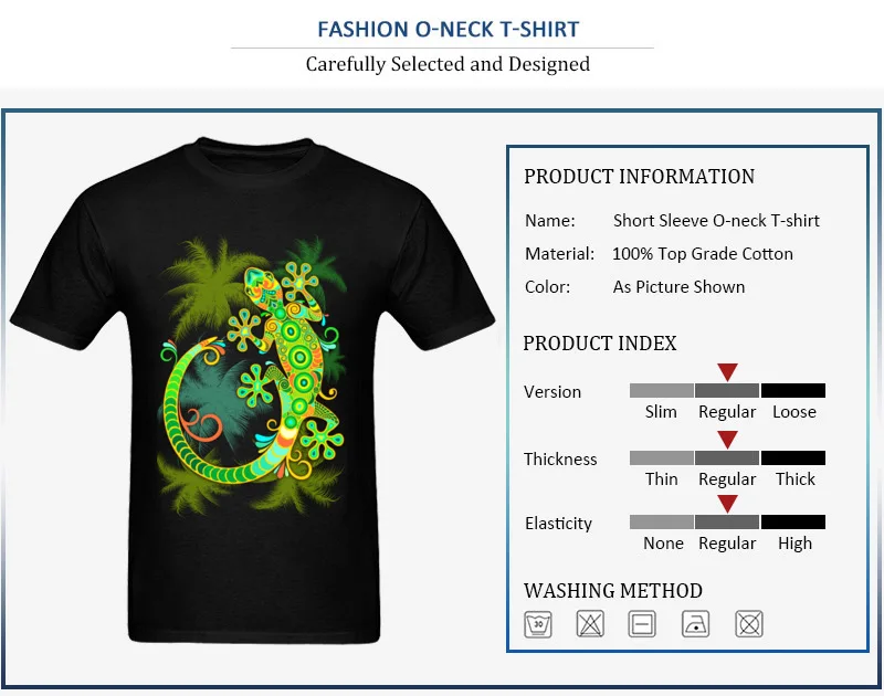 High Quality Gecko Lizard Colorful Tattoo Style Funny Top T-shirts Crewneck Pure Cotton Men Tops Shirt Tee Shirts April FOOL DAY Gecko Lizard Colorful Tattoo Style