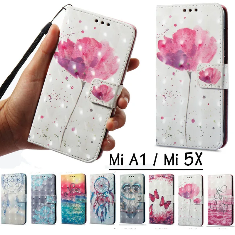 

Bling Flowers Flip Leather Case for Xiaomi Mi A1 A 1 MA1 Mi 5X Stand Wallet Cover For Xiaomi Mi A1 Mi 5X Card Holder Phone Case