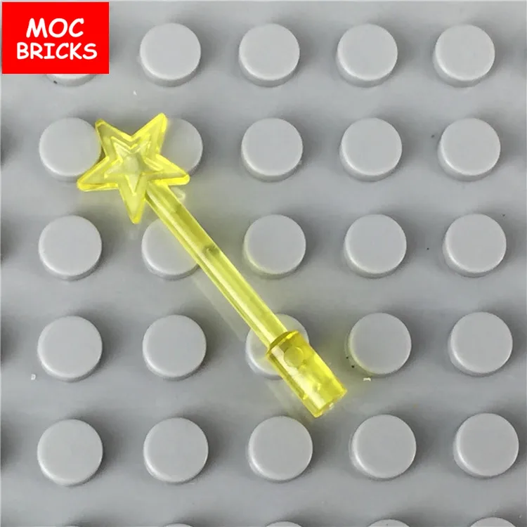 

10pcs/lot MOC Bricks DIY Series Utensil Accessory - Trans yellow Star Magic Fairy Wand Educational Building Blocks Kids Gifts