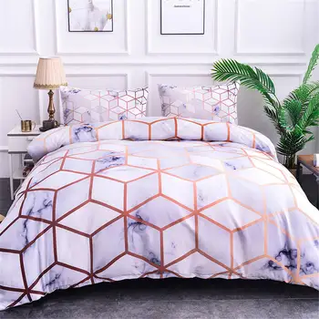 

Boniu 3D Buffalo Plaid Marble Pattern 3pcs Geometric Print Bedding Sets Soft Duvet Cover with Pillowcases King Queen Full Size