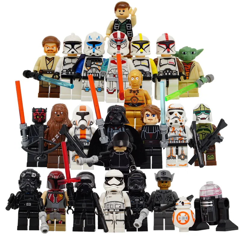 

24pcs/lot Building Block LegoINGlys Starwars Jedi Yoda Obi-Wan Figures Darth Storm Han Solo Anakin Kids Star Wars Toy