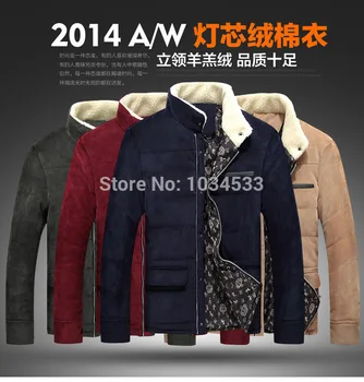 

New Fashion Men's Corduroy Padded Berber Fleece Stand Collar Thicken Warm Jacket Coat Slim Solid Outwear High Quality!