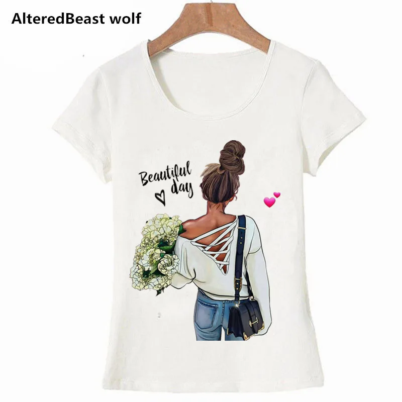 سوبر ماما تي شيرت للنساء الأم الحب طباعة تي شيرت أبيض المحملة قميص فام أمي فوج T قميص قمم الشارع الشهير الملابس