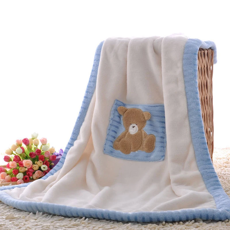 Winter Thicken Warm Baby Blanket Swaddle Soft Coral Fleece Boys girls