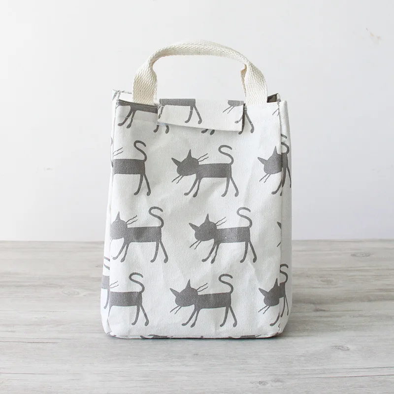 PACGOTH, новая сумка для отдыха, хлопковые сумки для ланча, Kawaii, животные принты, медведь, кошки, кролик, узор, тоут, теплый хранитель, сумка-тоут, 1 штука - Цвет: gray cats