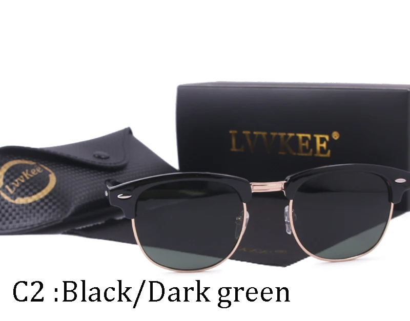 Lvvkee Классическая мода заклепки половина металлические солнцезащитные очки Для мужчин Для женщин Брендовая Дизайнерская обувь ретро очки человек Поляризованные Горячие Солнцезащитные очки - Цвет линз: 3016 C2