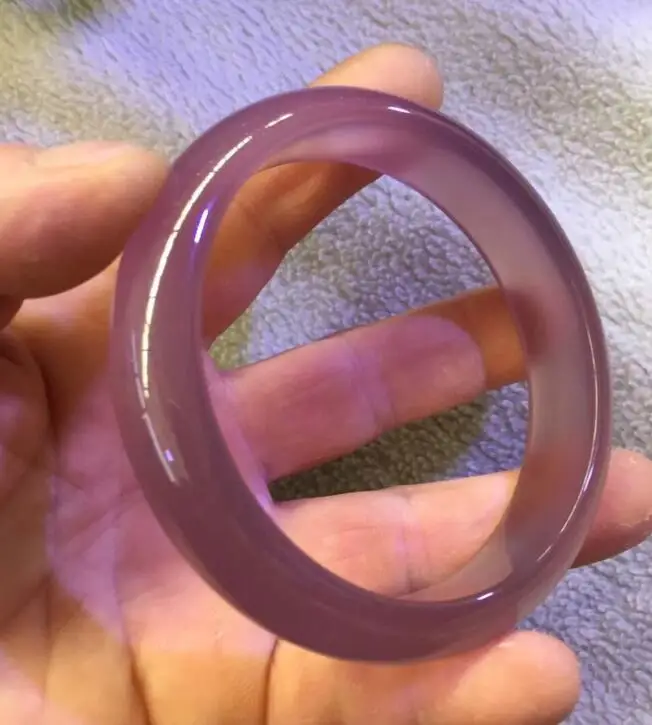 

free shipping Beautiful Chinese Natural clear Chalcedony stone Bangle Bracelet