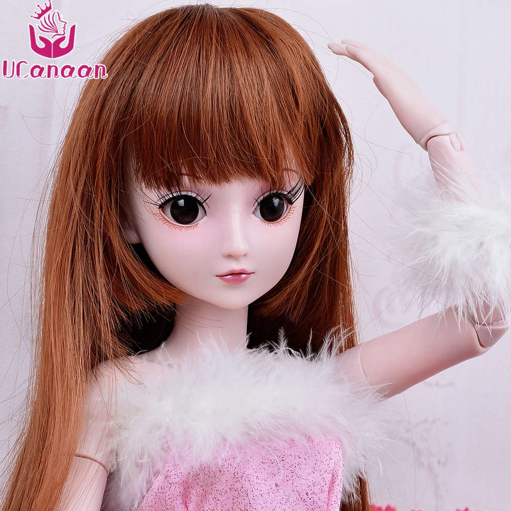 

UCanaan 1/3 BJD Girl Dolls 19 Ball Jointed Doll With Outfit Dress Wig Eyes Makeup SD Dolls For Girls Collection Kids Toys Boneca