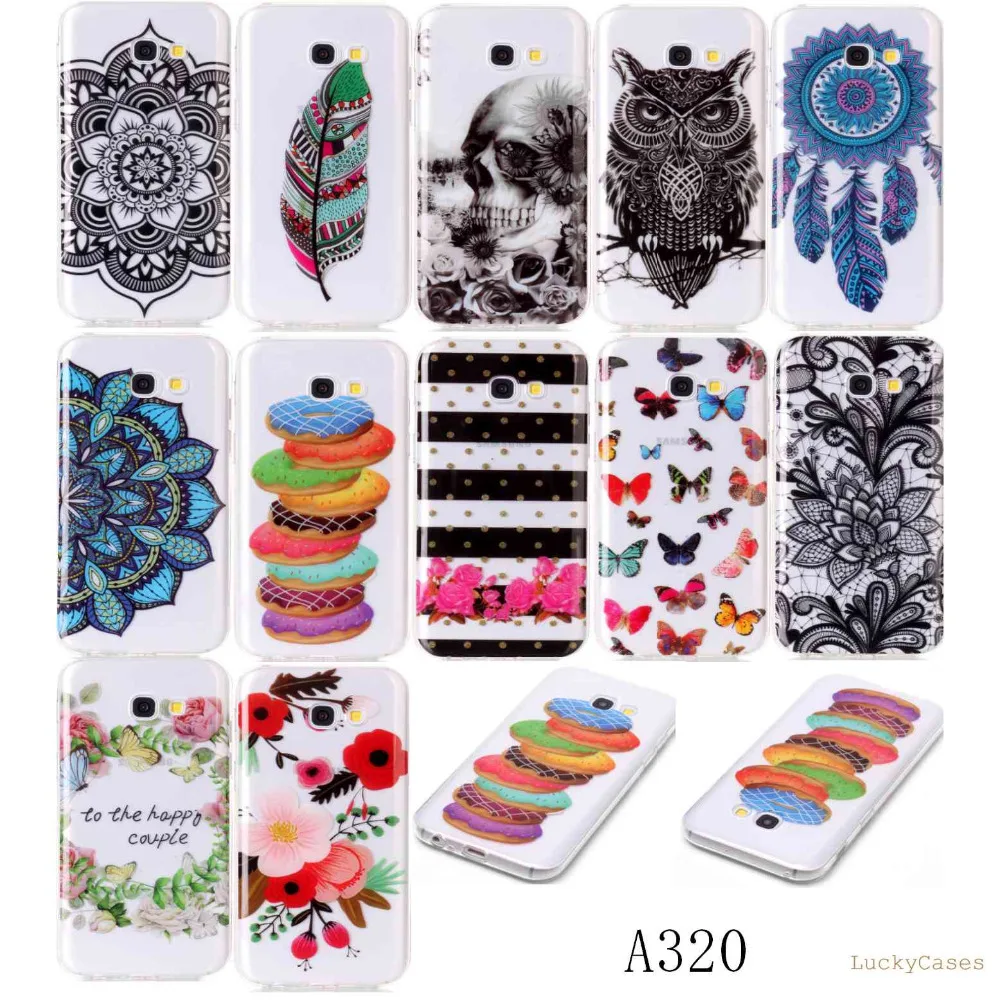 High Quality new Soft Silicone TPU phone case For Samsung A3 2017 A320 etui conque with Doughnut feather Dreamcatcher Pattern |