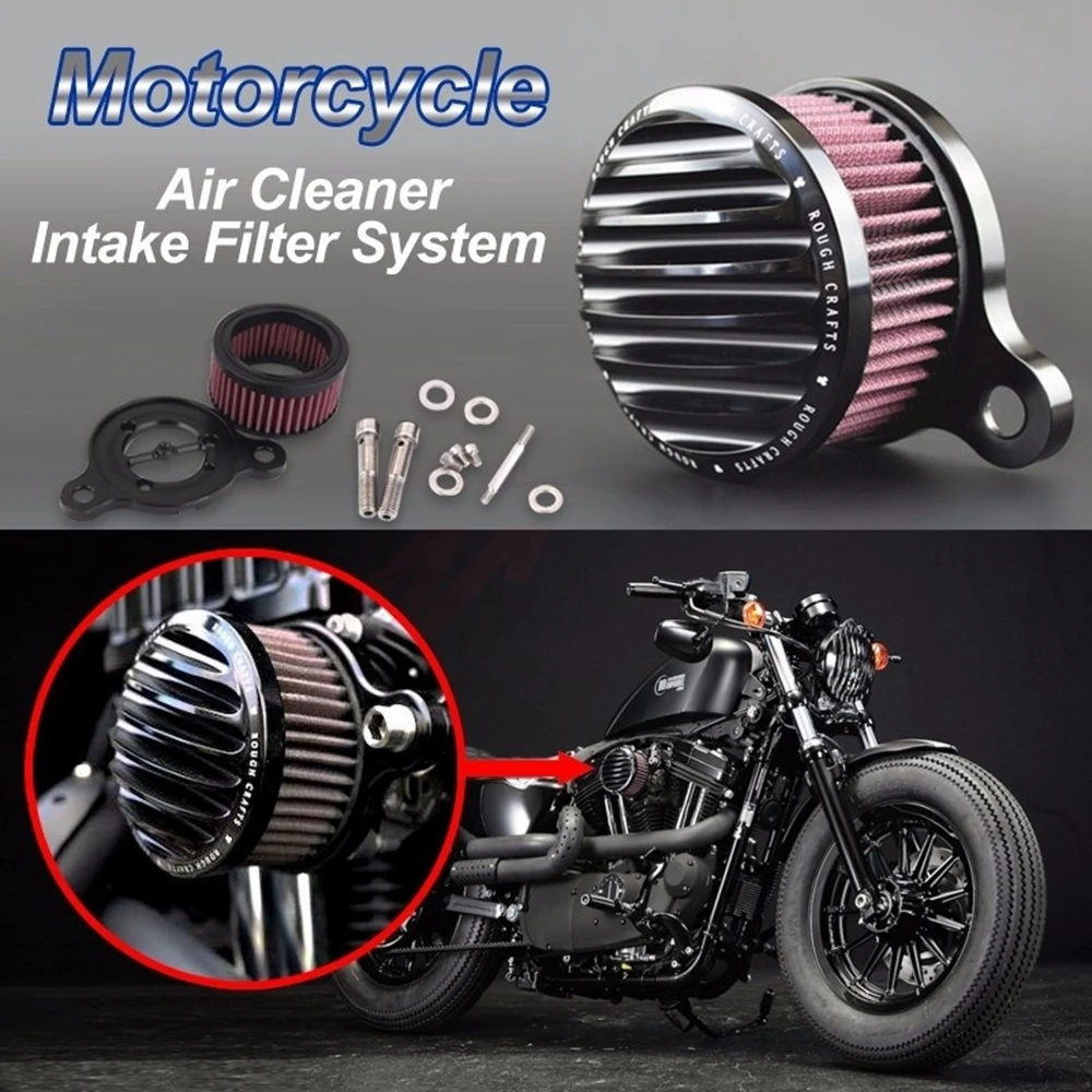 

Motorcycle Air filter+Intake Filter System RC Case For sportster XL883/1200 04'-UP For Rough Crafts Air Cleaner