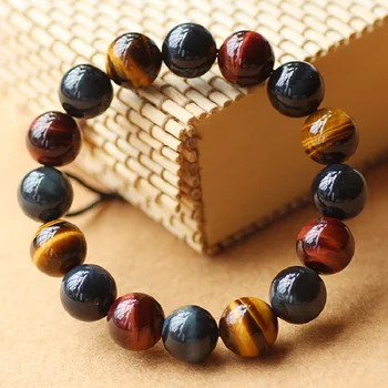 

10mm Natural Stones Jewelry Beads 3 colors Mixed Tiger's eye quartz Crystal Charm Bracelets for Women Original DIY Jewelry