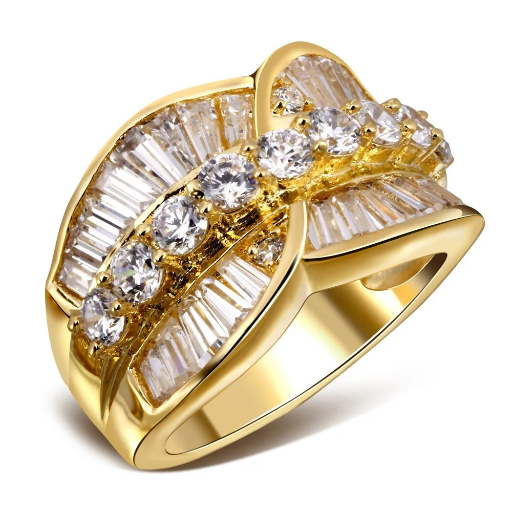 Wedding Sweet Rings for girl Gold Silver Color Luxury Ring high quality party jewelry Full size