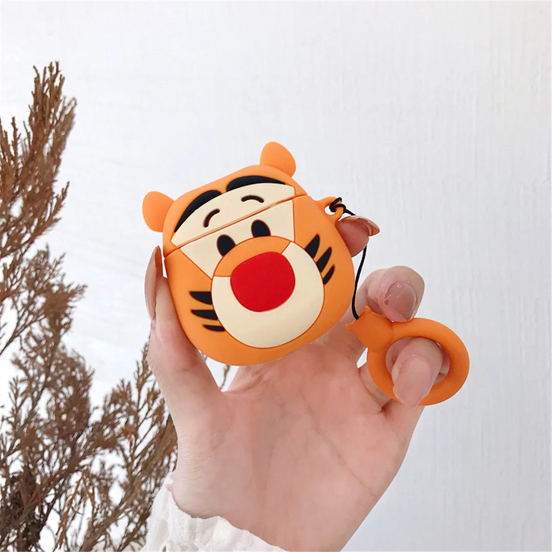 

KAIEN cute cartoon Tigger head Silicone soft case For Apple new Airpods 1/2 Cover Wireless Bluetooth Earphone Protective case