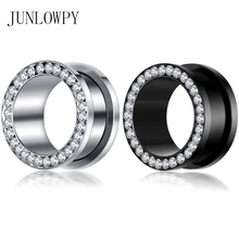 Junlowpy серьги-винт туннелированный пирсинг Вилки серебристый, черный туннель ухо плаг украшения для тела диаметры для ушей Комплект 00g Плаги для ушей