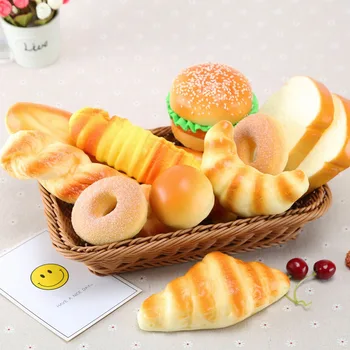 

Simulation Donuts Small round bag Decor Charms Baby Kids Food Pretend Play Squishy Croissant Children Play Kitchen Toys