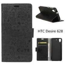 Hot Selling For HTC Desire 628 Cartoon Case Wallet Style PU Leather Case For HTC 628 5.0inch with Stand Function and Card Holder