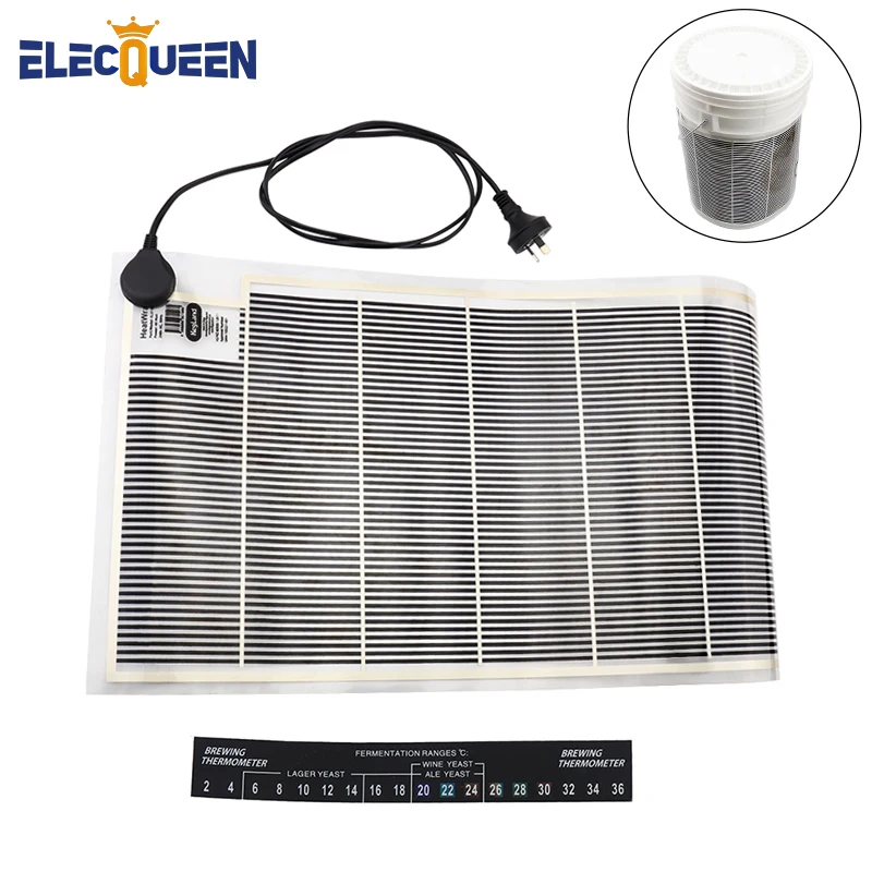 

Electric Fermentation Wrap Heating Film AU Plug ,Fermentation Heater for Carboy + Digital Temperature Test Sticker Home Brewing